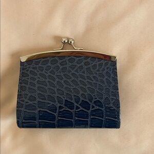 Denver Hayes Blue Crocodile-Embossed Clutch